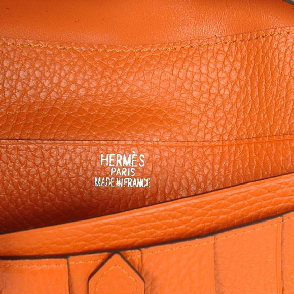 Cheap Fake Hermes Bearn Japonaise Bi-Fold Wallets H208 Orange - Click Image to Close